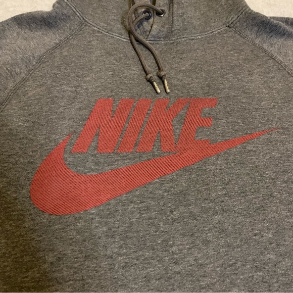Vintage Nike Hoodie Sweatshirt Gray Pullover Drawstring Graphic Logo Size Small - Picture 3 of 9